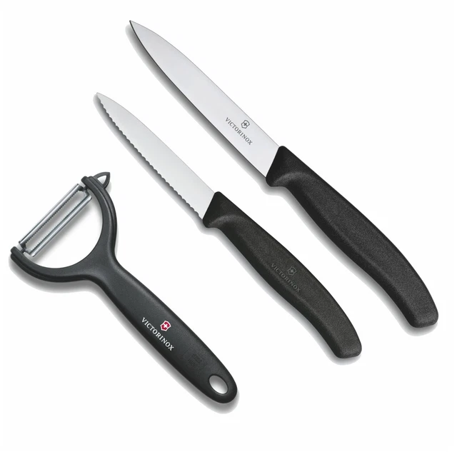 VICTORINOX Küchenset - 3tlg. Gemüsemesser Küchenmesser Y Schäler / schwarz