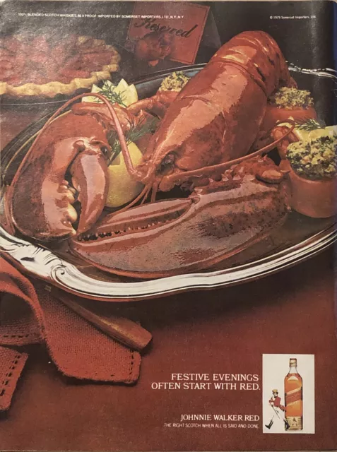 1979 Johnnie Walker Red VTG 1970s 70s PRINT AD Lobster - Festive Evenings Start