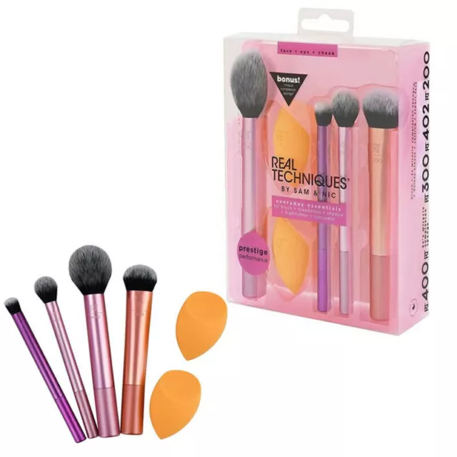 2024 Real Techniques Makeup Brushes Set Foundation Smooth Blender Sponges Puff