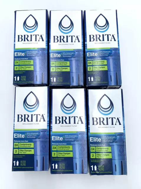 Brita Elite Replacement Water Filter for Pitchers and Dispensers - LOT OF 6