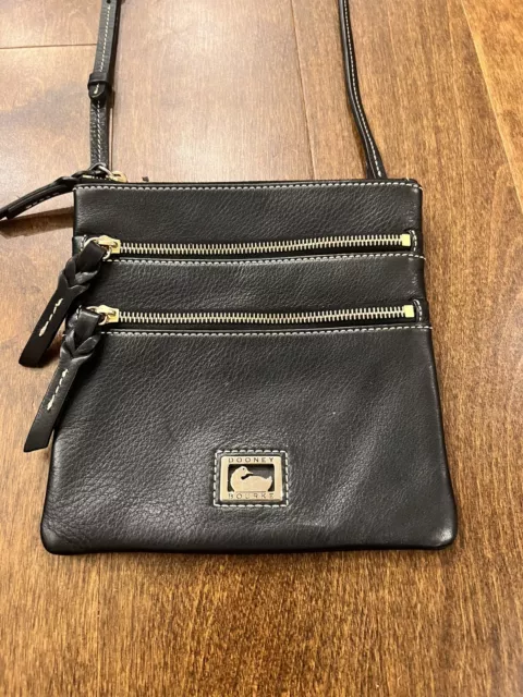 Dooney & Bourke Leather Triple Zip Crossbody, Black