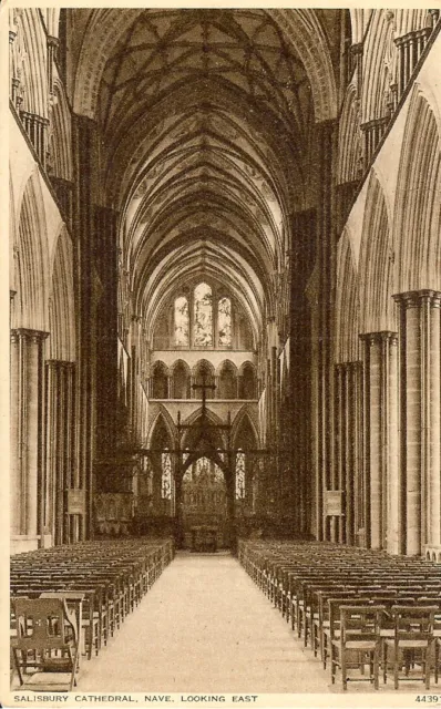 Salisbury Cathedral, Nave, Looking East - Unposted 1920s - Photochrom