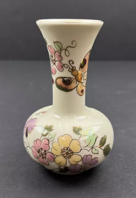 Vintage Zsolnay Hungary Hand 1868 Painted Porcelain 4 1/2" Floral Vase