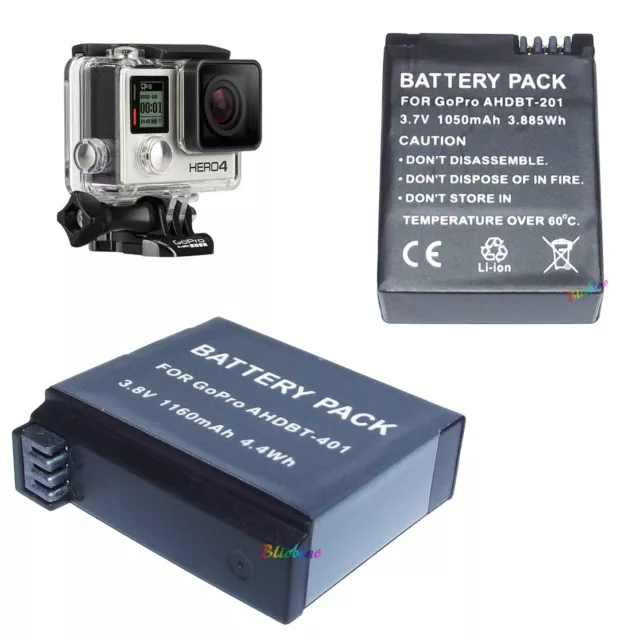 Batteria Ahdbt-201 Ahdbt-401 Per Videocamera Gopro Go Pro Hero 2 4 Dv Digitale