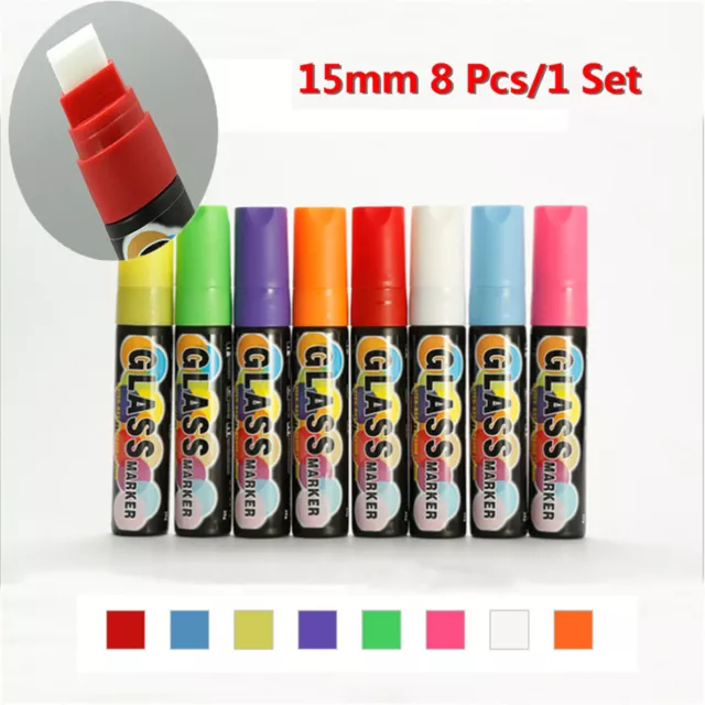 8pcs 15mm Liquid Chalk Marker Pens LED Writing Board Glass Art Pen Window AY