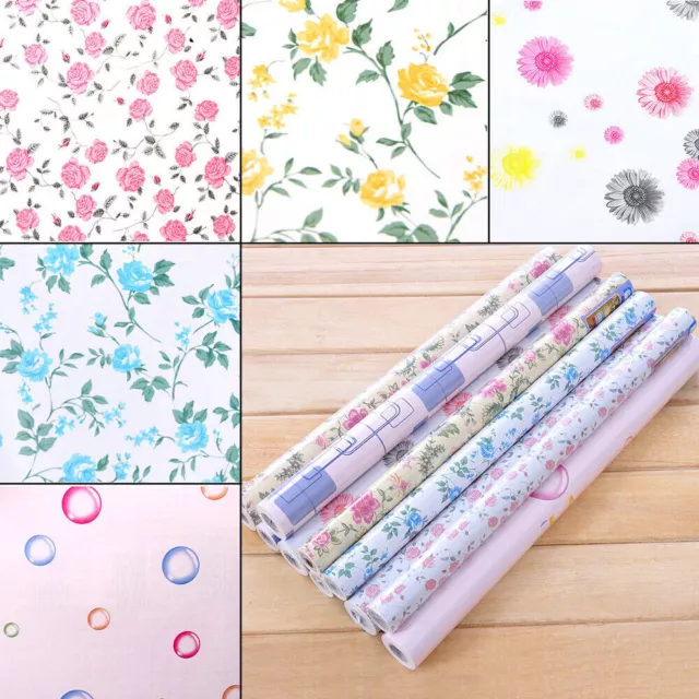 2m Shelf Drawer Liner Floral Contact Paper Vinyl Self Adhesive Wallpaper Sticker