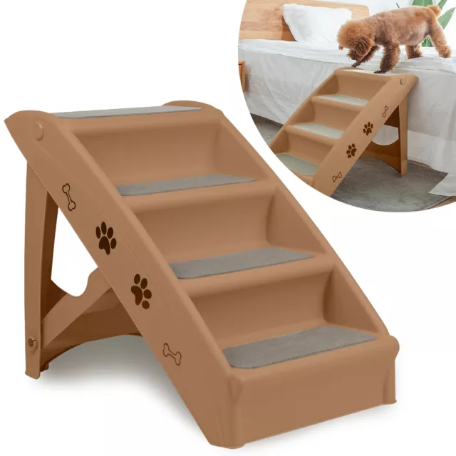 Klappbar Hundetreppe Haustiertreppe 4 Stufen Katzentreppe Anti-Rutsch max 75 kg