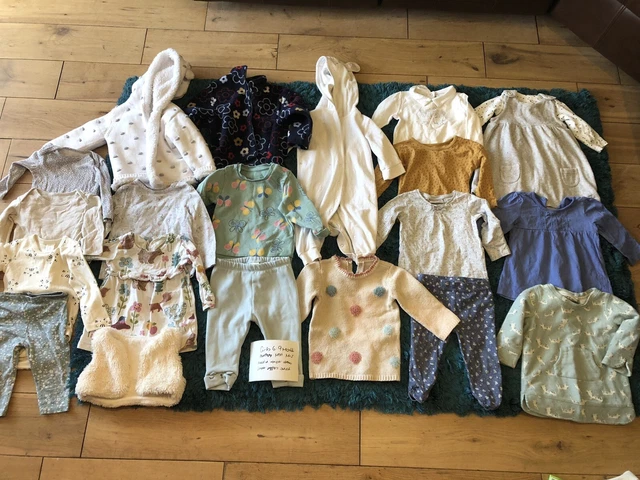 Girls Age 6-9 Months Clothes Bundle Next M&S Hoodie Romper Dress Jumper Joggers