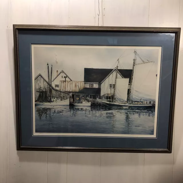 Sailing Ship docked in the Harbor. By Steve Andrus 1987. Signed And Limited Edit