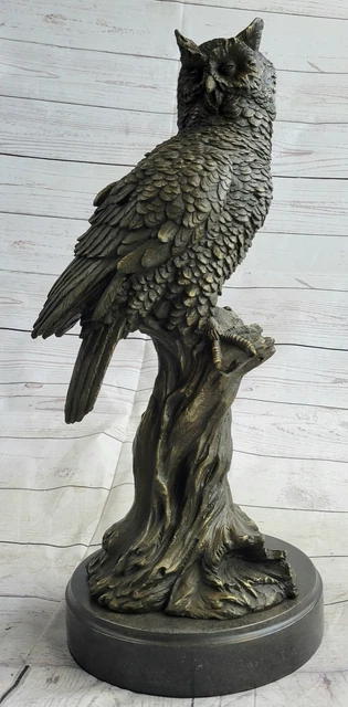 Estatua Escultura Búho Ave Vida Salvaje Arte Decor Estilo Art Nouveau Bronce