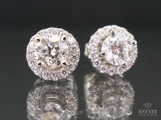 NEW 14k White Gold Round Natural .76ctw Diamond Stud & Jacket Earrings i12934 NEW 14k White Gold Round Natural .76ctw Diamond Stud & Jacket Earrings i12934