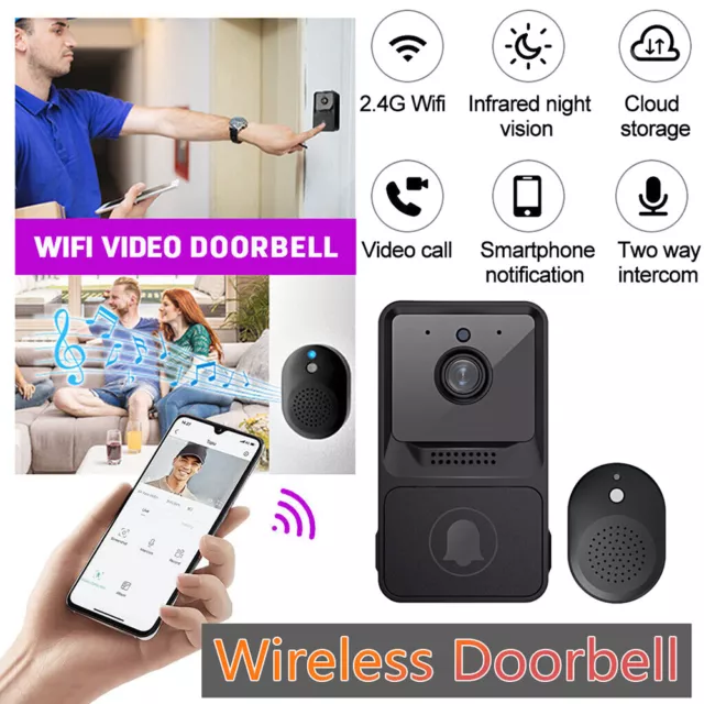 Wireless Smart Video Door Bell with Chime Ringer Camera Security Phone Doorbell