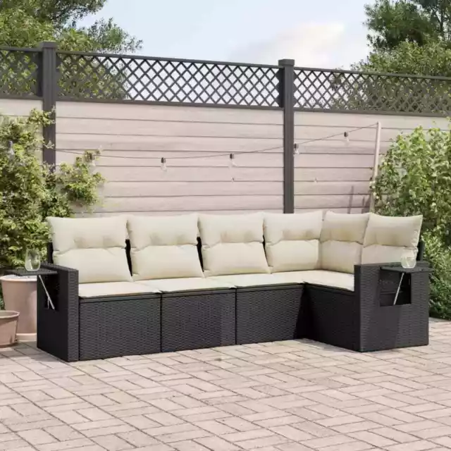 Salon de jardin 5 pcs avec coussins noir résine tressée vidaXL