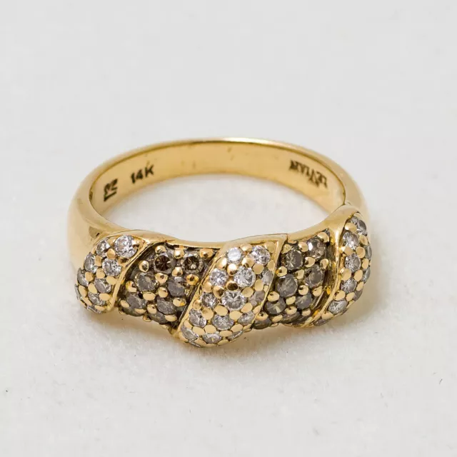 Le Vian 14K Yellow Gold Ring With Vanilla & Chocolate Diamonds .75 CTW