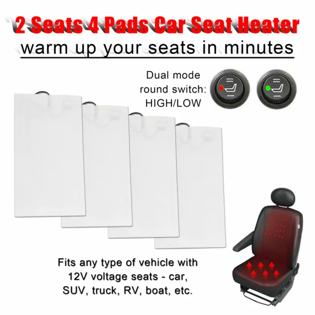 4 Pads Carbon Fiber Car Seat Heater Kits Heating Warmer Heated Cushion Universal