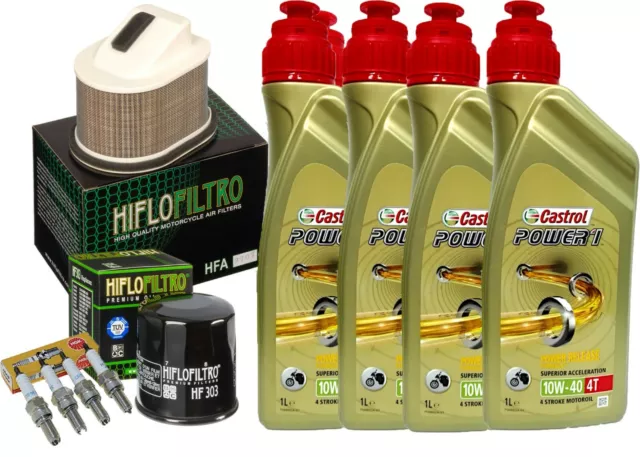 Kit Tagliando Castrol 10W40 Filtro Olio Aria Candele Kawasaki Z 750 2007 Al 2010