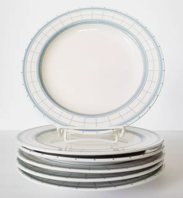 (6) Mse Martha Stewart Porcelain Light Blue & Gray Rimmed 8.5" Salad Plates
