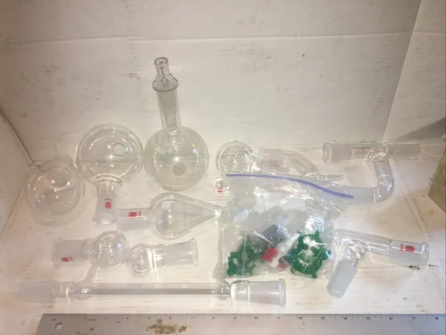 Lot of 13 Laboratory/Chemistry Glassware 24/40 Synthware Glass Equipment.