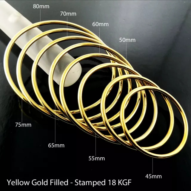 Bangles Real 18k Yellow Filled Gold Solid Kids Teen Ladies Size Cuff Bracelets