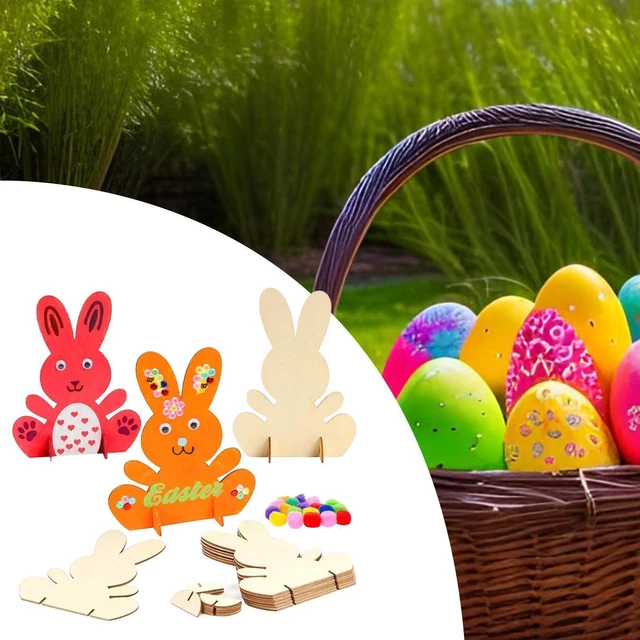 24 Lapins Pâques En Bois à Peindre - Déco 3D DIY - Pour Bricolage Enfants - Activité Creative
