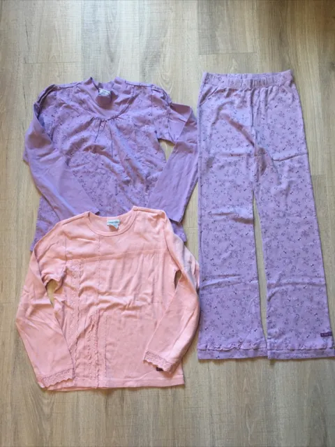 3 pc Naartjie Purple Top Long Sleeve Shirt Pants Set Outfit Floral Girls Size 10