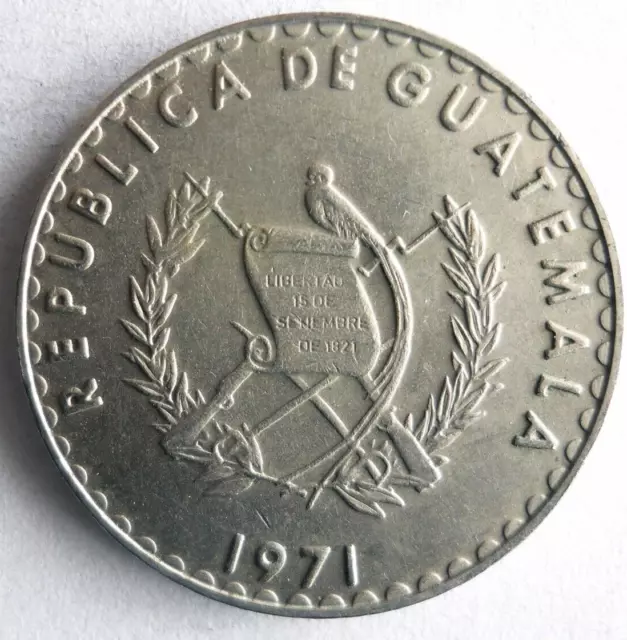 1971 GUATEMALA 25 CENTAVOS - Excellent Coin - FREE SHIP - Bin #149