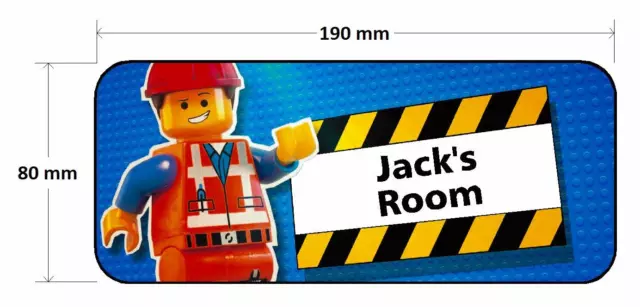 Lego Movie Door Plaque - Emmet Personalised Childrens Bedroom Sign Boys Girls