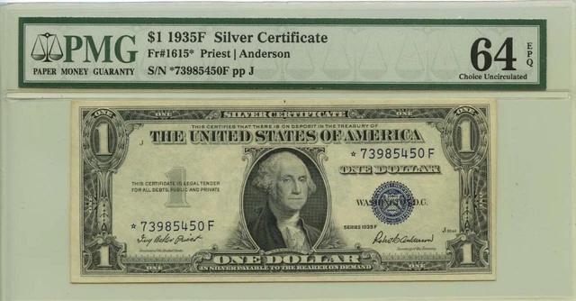 1935F $1 Silver Certificate Fr# 1615* PMG CH64 EPQ