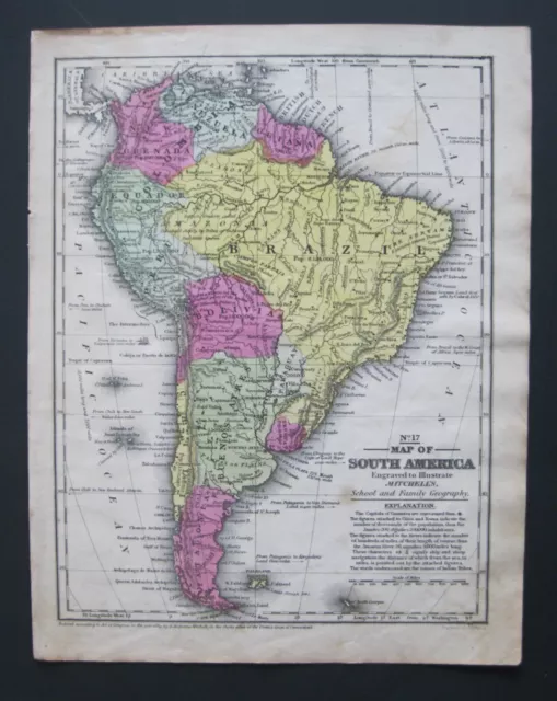 1839 Original Mitchell Map:South America:Buenos Ayres,Patagonia,Falkland Ils.War