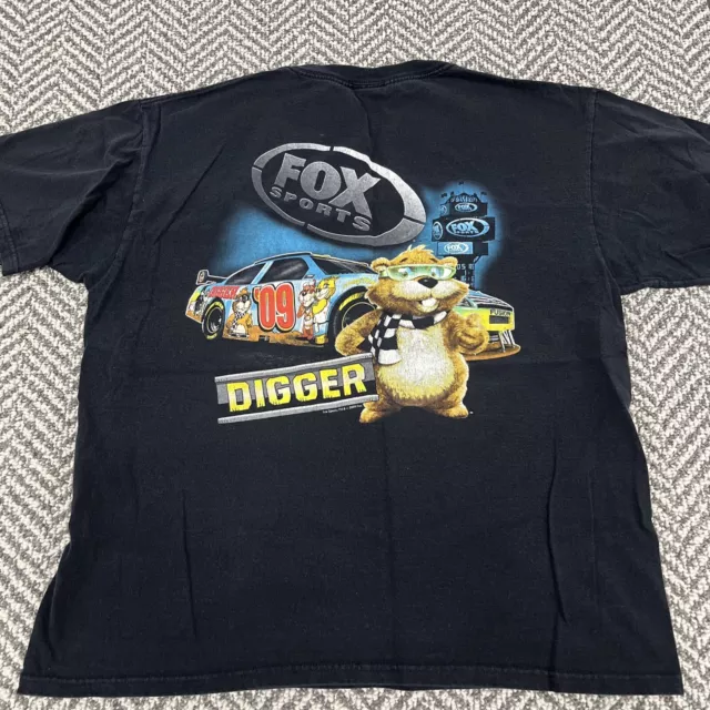 Nascar T SHIRT Shirt Mens XL Digger Mascot Fox Sports Black Chase Authentics