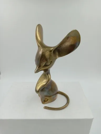 Vintage Rosenthal Netter Solid Brass Big Ear Kangaroo  Mouse 5 5" Tall