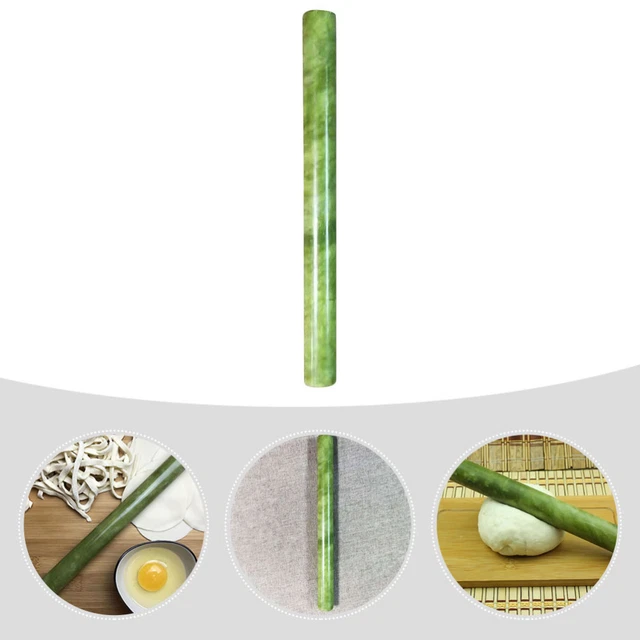 Koville Mattarello Francese In Marmo Naturale Africano - 40,6 Cm Con Base In Legno - Antiaderente Per Pasta, Pizza E Gnocchi - Namib Fantasy