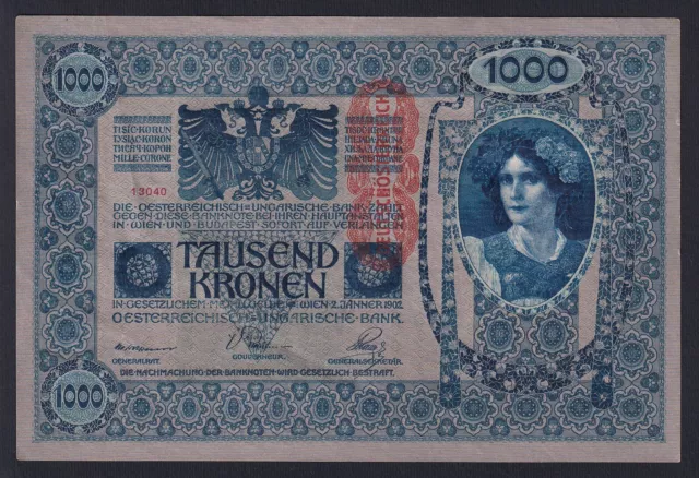 Austria 1000 Kronen 1902 (1919) P 59 Spl XF+ L-DR3