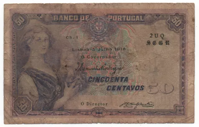 Portugal 50 Centavos 1918 Pick 112 Look Scans