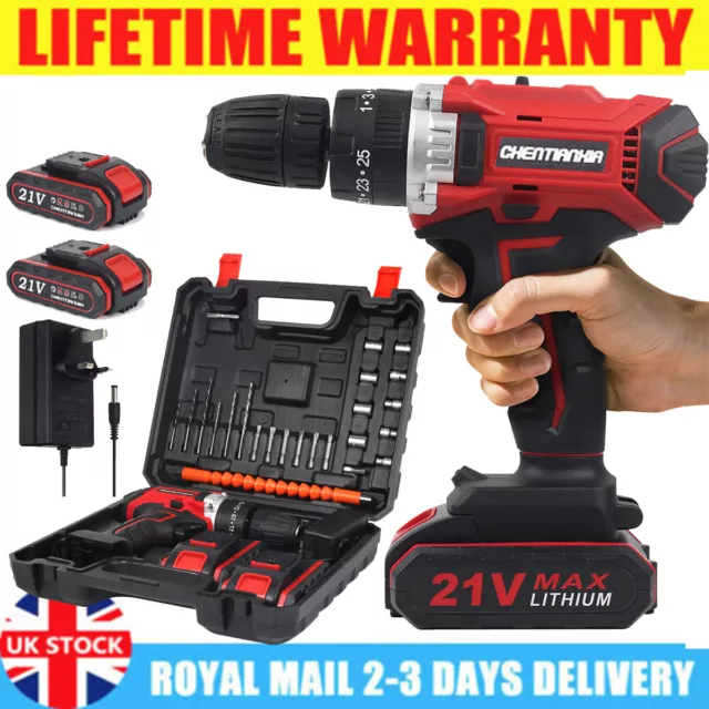 CORDLESS HAMMER DRILL Set Electric Impact Driver Screwdriver 2 x