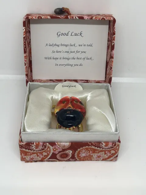 Glass Ladybug Figurine In Decorative Box Good Luck
