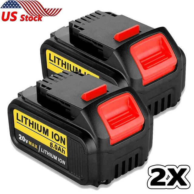 2 Pack 8.0AH For Dewalt 20V 20Volt Max XR Lithium Battery DCB206-2 DCB205 DCB200