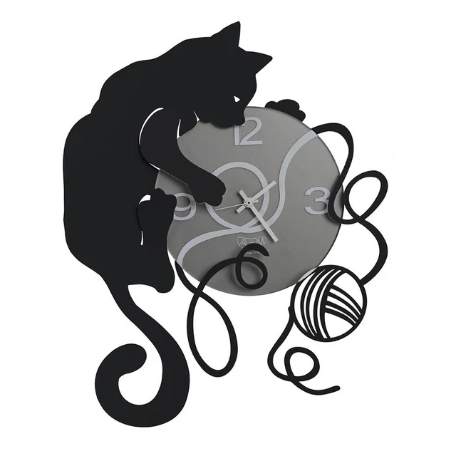 ARTI E MESTIERI orologio da parete GATTO GOMITOLO in metallo verniciato