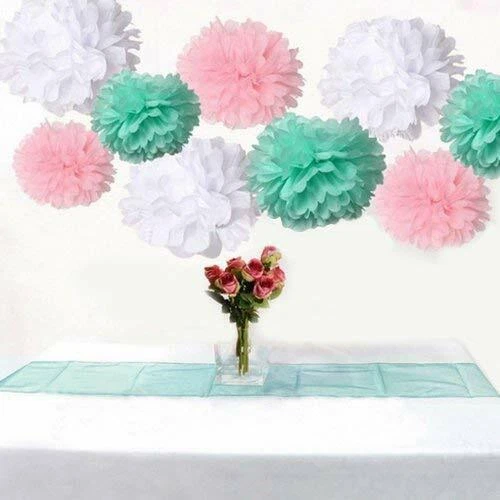 10 Zoll Stoff Papier Bommel Bommel für Hochzeit, Party Dekorationen, Vintage Spitze. 9er-Pack