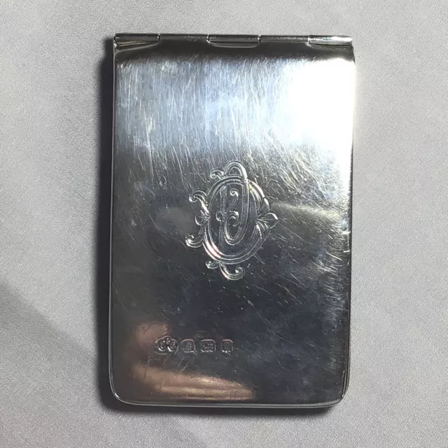 1909 Elkington Solid Silver Aide Memoire, Calling Card Case With Pencil Holder