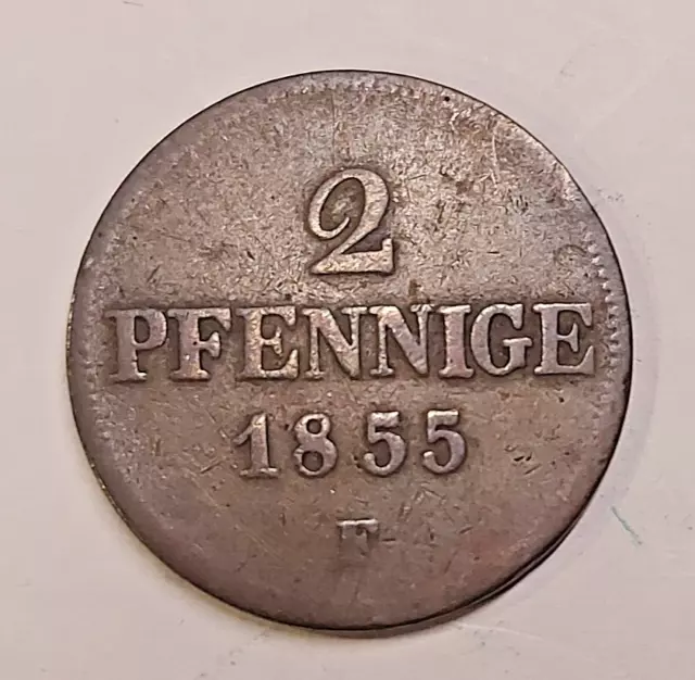 Sachsen - Meiningen  Deutschland   2 Pfennig   1855