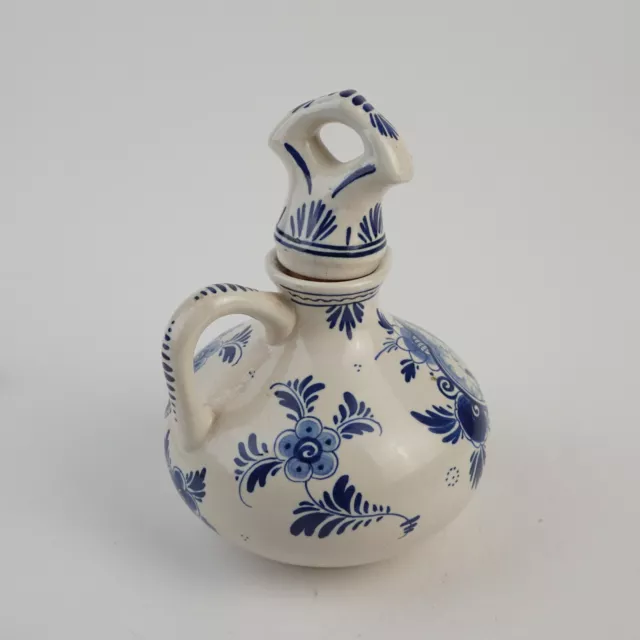 Delft Blue Holland bauchige Henkel Flasche mit Kork Verschluss