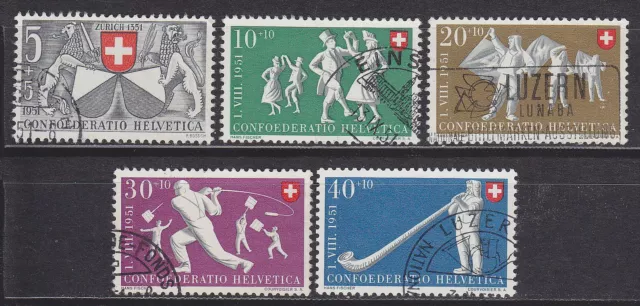 Schweiz 1951 Pro Patria MiNr. 555-59 ⊙/gest ohne Falz- und Papierreste