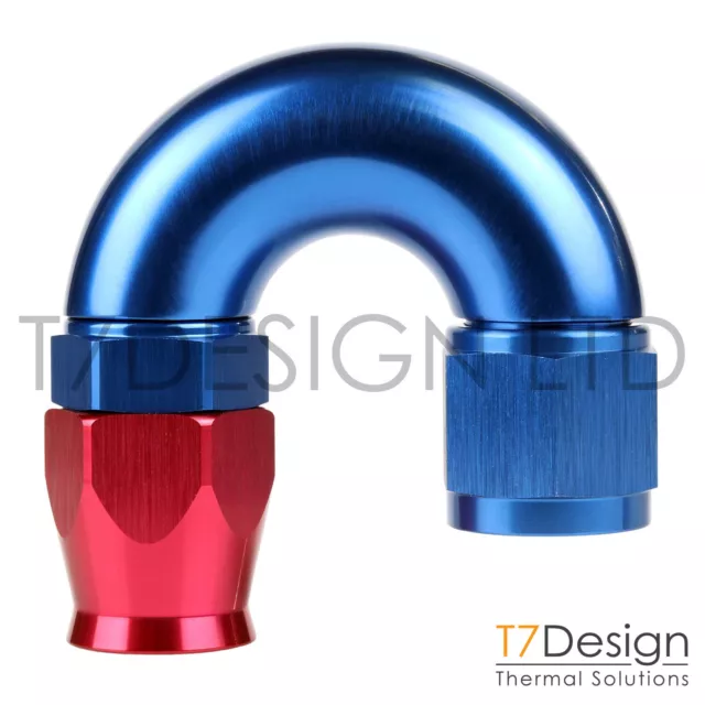 AN8 180 Grad PTFE Vollstrom geflochtene Schlauchbefestigung -8 AN08 JIC rot/blau