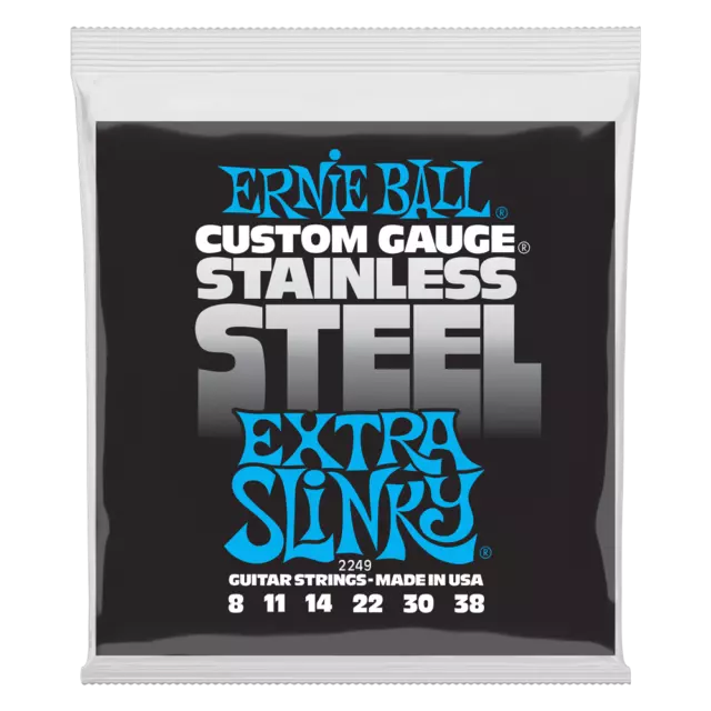 Ernie Ball Extra Slinky Stainless Steel Wound Electric Guitar String, 8-38 Gauge