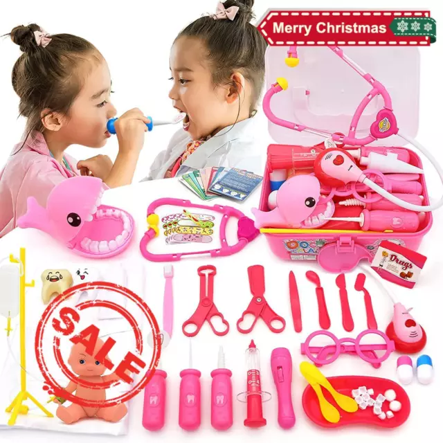 43Pcs Medical Kit for Kids Doctor Dentist Pretend Role Play with Gift Case Toy