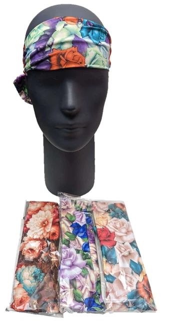 * HEADBAND 50 Lots Flowers Set of 3 Headscarf Womens Hair WHOLESALE JOB LOT NEW!