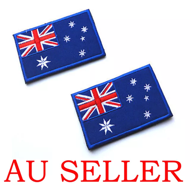 2Pcs National Australian Australia Flag Sew Cloth Patch Embroidered Badge 8x5cm