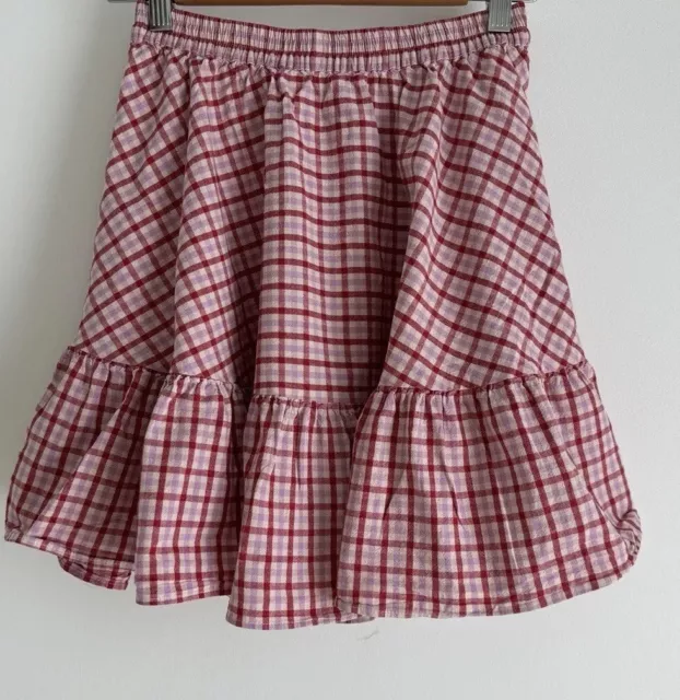 Girls LITTLE PRINCESS HIGHWAY White & Pink Gingham Check Skirt Size 8-9