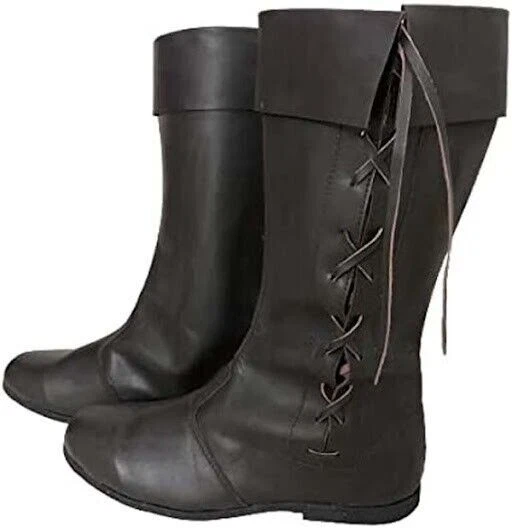 Bottes en cuir médiévales, chaussures anciennes, cuir de reconstitution de...